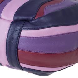 مملوكة مسبقًا Prada Multicolor Nappa Leather Stripes Large Hobo