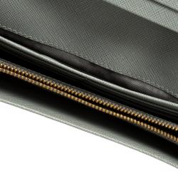 Pre Owned Prada Grey Saffiano Metal Leather Continental Wallet