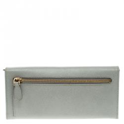 Pre Owned Prada Grey Saffiano Metal Leather Continental Wallet