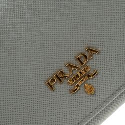 Pre Owned Prada Grey Saffiano Metal Leather Continental Wallet