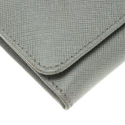 Pre Owned Prada Grey Saffiano Metal Leather Continental Wallet