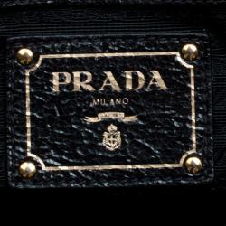 Pre Owned Prada Beige Talco Craquele Leather Large Studded Bauletto Tote