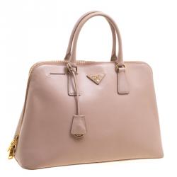 Pre Owned Prada Beige Saffiano Metal Leather Promenade Tote
