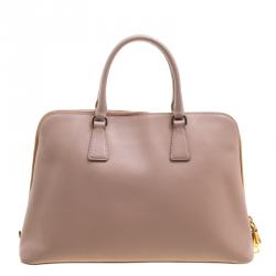 Pre Owned Prada Beige Saffiano Metal Leather Promenade Tote