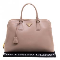 Pre Owned Prada Beige Saffiano Metal Leather Promenade Tote