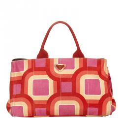 Pre Owned Prada Multicolor Canvas Canapa Tote