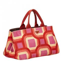 Pre Owned Prada Multicolor Canvas Canapa Tote