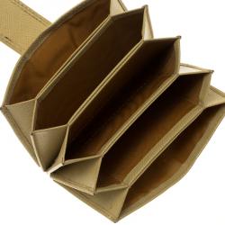 Pre Owned Prada Yellow Saffiano Leather Accordion Card Holder