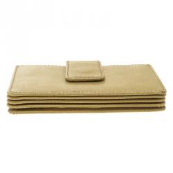 Pre Owned Prada Yellow Saffiano Leather Accordion Card Holder