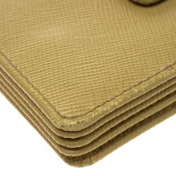 Pre Owned Prada Yellow Saffiano Leather Accordion Card Holder