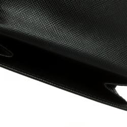 Pre Owned Prada Black Saffiano Leather Coin Compact Wallet