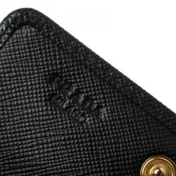 Pre Owned Prada Black Saffiano Leather Coin Compact Wallet