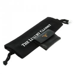 Pre Owned Prada Black Saffiano Leather Coin Compact Wallet