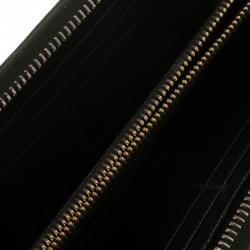 Pre Owned Prada Black Saffiano Leather Zip Around Wallet