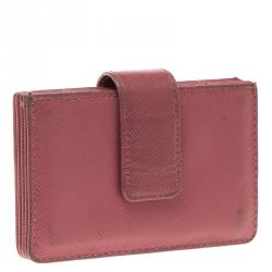 Pre Owned Prada Red Saffiano Leather Accordion Card Holder
