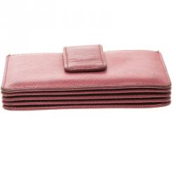 Pre Owned Prada Red Saffiano Leather Accordion Card Holder
