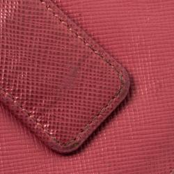 Pre Owned Prada Red Saffiano Leather Accordion Card Holder