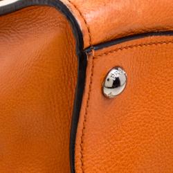 Pre Owned Prada Orange Leather Double Zip Tote
