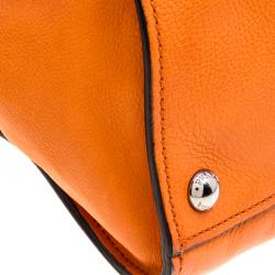 Pre Owned Prada Orange Leather Double Zip Tote