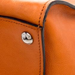 Pre Owned Prada Orange Leather Double Zip Tote