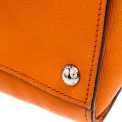 Pre Owned Prada Orange Leather Double Zip Tote