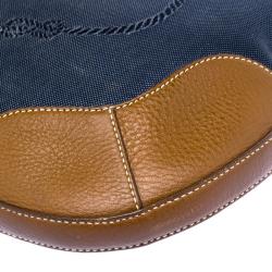 Pre Owned Prada Navy Blue/Brown Canvas and Leather Shoulder Bag
