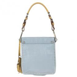 Pre Owned Prada Light Blue Studded Leather Small Crossbody
