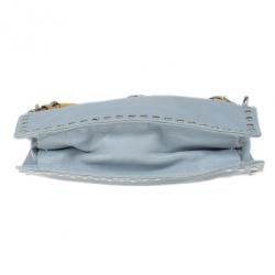 Pre Owned Prada Light Blue Studded Leather Small Crossbody