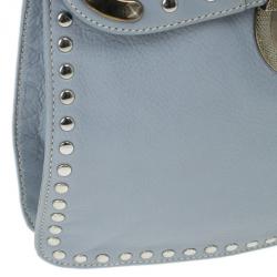 Pre Owned Prada Light Blue Studded Leather Small Crossbody