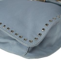 Pre Owned Prada Light Blue Studded Leather Small Crossbody