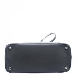 Pre Owned Prada Grey Saffiano Lux Leather Medium Double Zip Tote