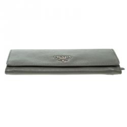 Pre Owned Prada Grey Saffiano Metal Leather Continental Wallet