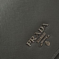 Pre Owned Prada Grey Saffiano Metal Leather Continental Wallet