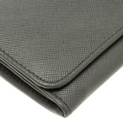 Pre Owned Prada Grey Saffiano Metal Leather Continental Wallet