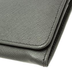 Pre Owned Prada Grey Saffiano Metal Leather Continental Wallet