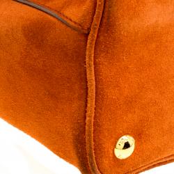 Pre Owned Prada Orange Suede Double Handle Tote