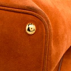 Pre Owned Prada Orange Suede Double Handle Tote
