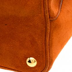 Pre Owned Prada Orange Suede Double Handle Tote