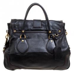 Pre Owned Prada Black Deerskin Leather Dragon Satchel