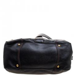 Pre Owned Prada Black Deerskin Leather Dragon Satchel