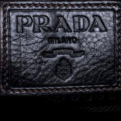 Pre Owned Prada Black Deerskin Leather Dragon Satchel