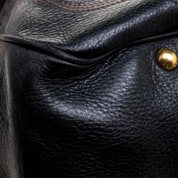 Pre Owned Prada Black Deerskin Leather Dragon Satchel