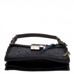 Pre Owned Prada Black Tweed Sound Shoulder Bag