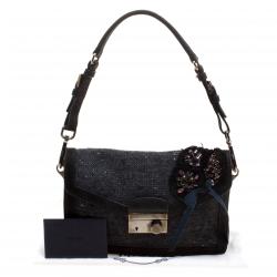 Pre Owned Prada Black Tweed Sound Shoulder Bag