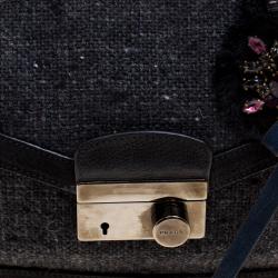 Pre Owned Prada Black Tweed Sound Shoulder Bag