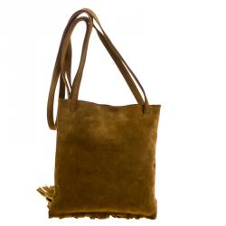 Pre Owned Prada Brown Suede Fringe Crossbody Bag