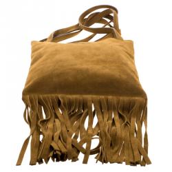 Pre Owned Prada Brown Suede Fringe Crossbody Bag