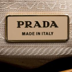 Pre Owned Prada Brown Leather and Printed Nylon Side Pocket Shoulder Bag