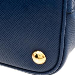 Pre Owned Prada Blue Saffiano Cuir Leather Double Handle Tote
