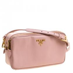 Pre Owned Prada Pink Saffiano Leather Crossbody Bag